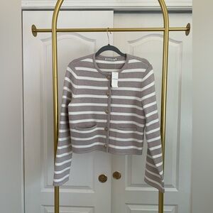 Abercrombie & Fitch Taupe and White Striped Cardigan